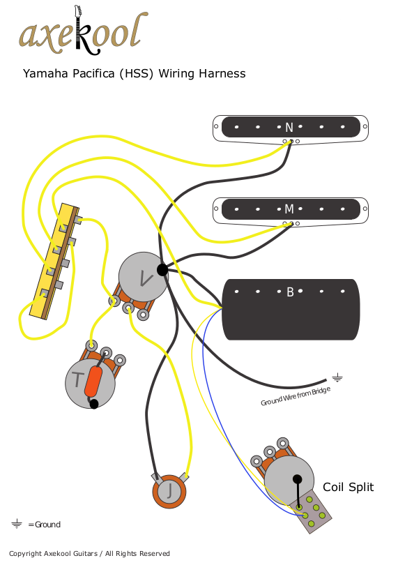 Yamaha Pacifica 112 (HSS) Wiring Diagram & Fitting Instructions