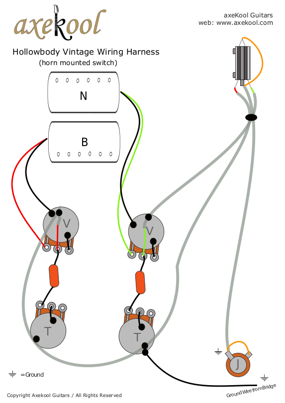 Hollowbody Horn Mounted Switch Guitars Wiring Diagram and Fitting Instructions