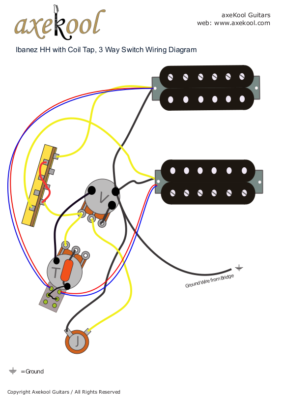 Ibanez HH with Coil Split Wiring Diagram & Fitting Instructions