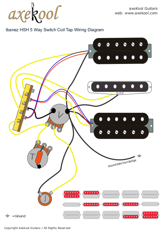 Ibanez HSH 5 Way Switch Coil Split Wiring Diagram & Fitting Info