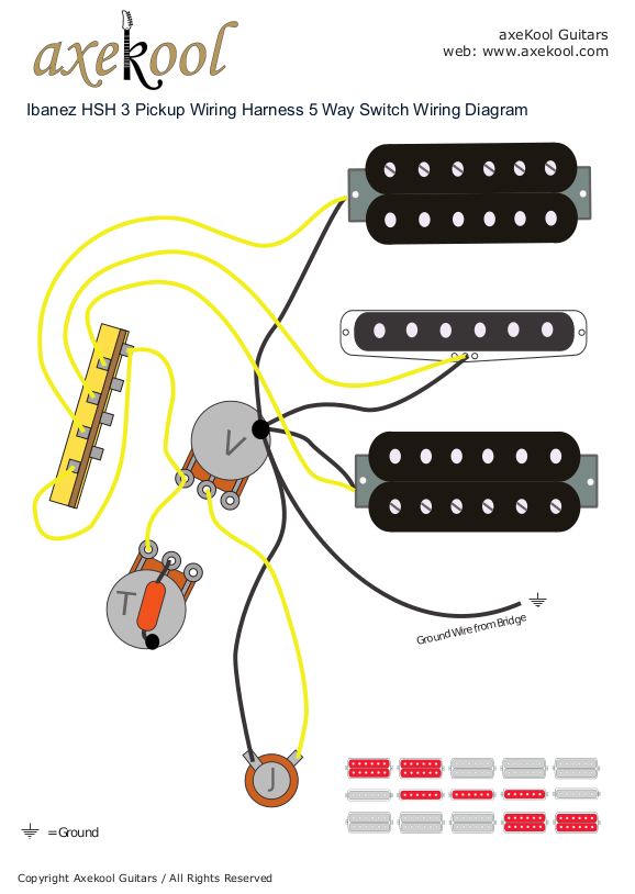 Ibanez HSH 3 Pickup Wiring Harness 5 Way Switch Wiring Diagram & Fitting Instructions