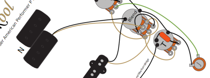 Fender American Performer Precision Bass with Blender Pot Wiring Diagram & Fitting Instructions