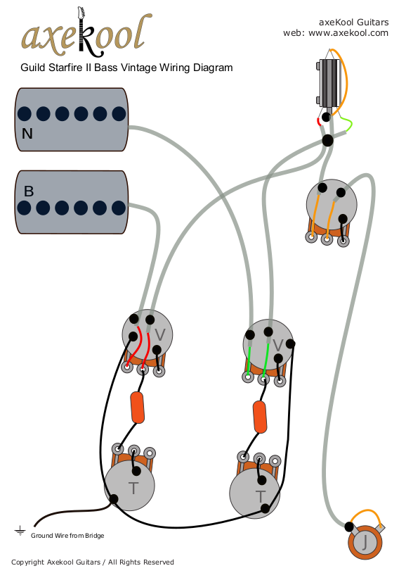 Guild Starfire II Bass Vintage Wiring Diagram & Fitting Instructions