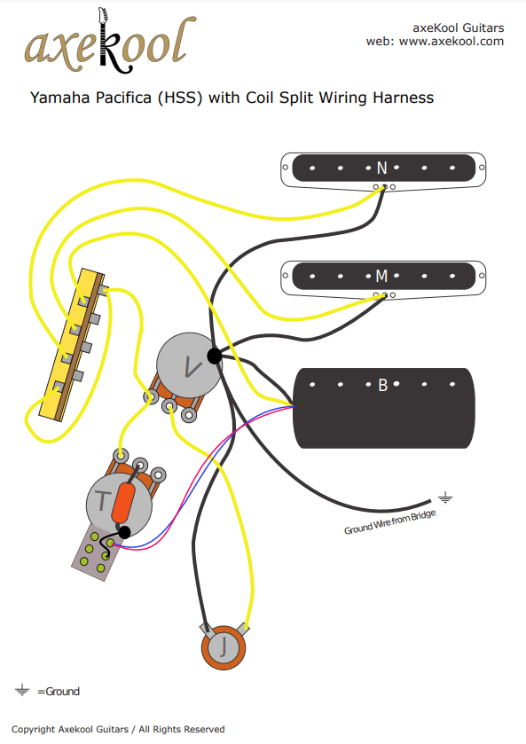 Yamaha Pacifica 112 (HSS) with Coil Split Wiring Diagram & Fitting Instructions