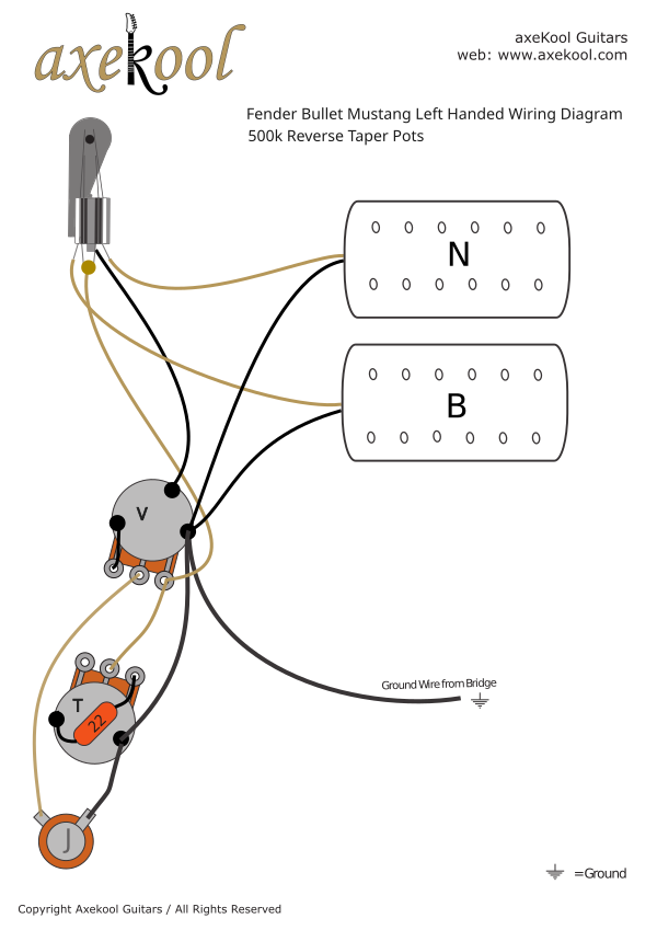 Fender Bullet Mustang Left Handed Wiring Diagram & Fitting Instructions