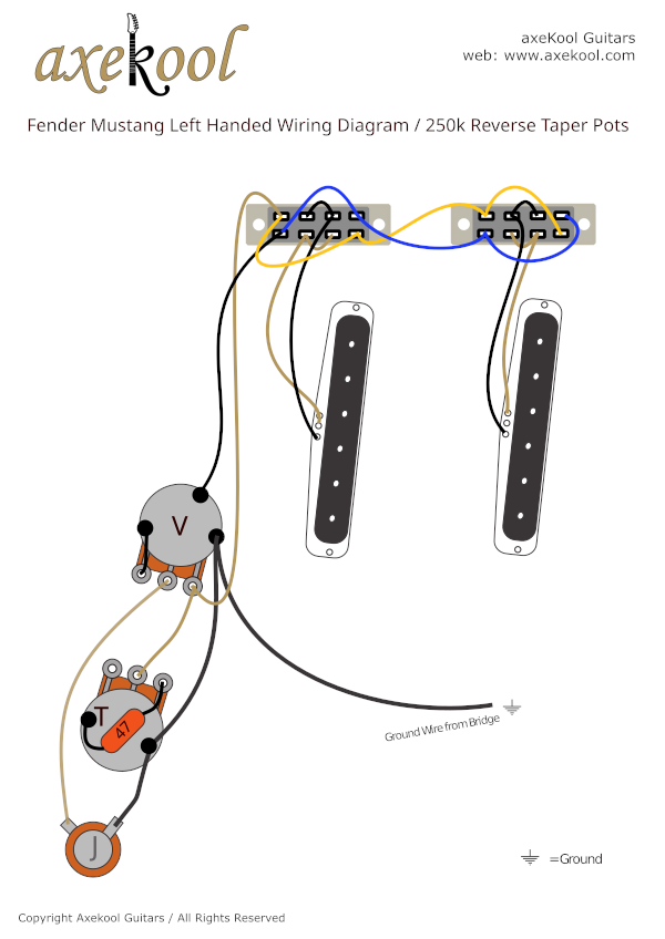 Fender Mustang Left Handed Wiring Diagram & Fitting Instructions