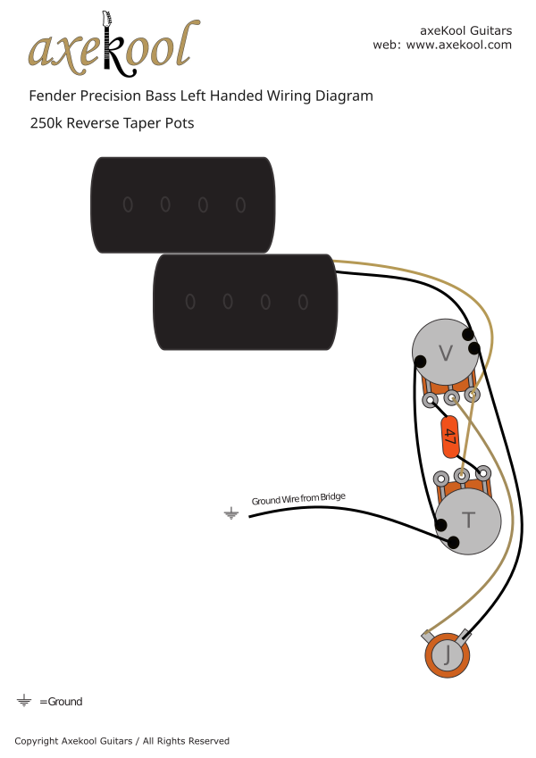 Fender Precision Bass Left Handed Wiring Diagram & Fitting Instructions