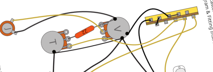 Fender Telecaster Thinline Left Handed with 4 Way Switch Wiring Diagram & Fitting Instructions