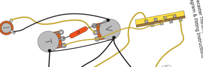 Fender Telecaster Thinline Left Handed with 3 Way Switch Wiring Diagram & Fitting Instructions