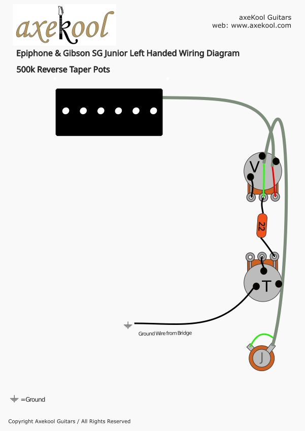 Epiphone & Gibson SG Junior Left Handed Wiring Diagram & Fitting Instructions