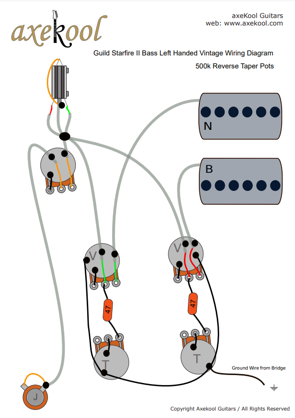 Guild Starfire II Bass Left Handed Vintage Wiring Diagram & Fitting Instructions