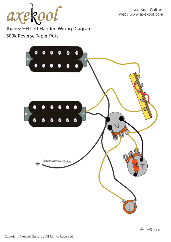 Ibanez HH Left Handed Wiring Diagram & Fitting Instructions