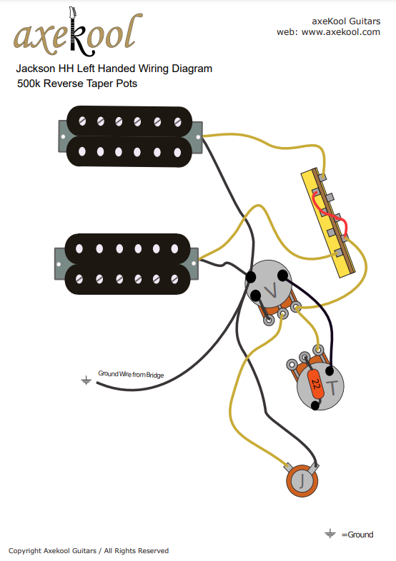 Jackson HH Left Handed Wiring Diagram & Fitting Instructions