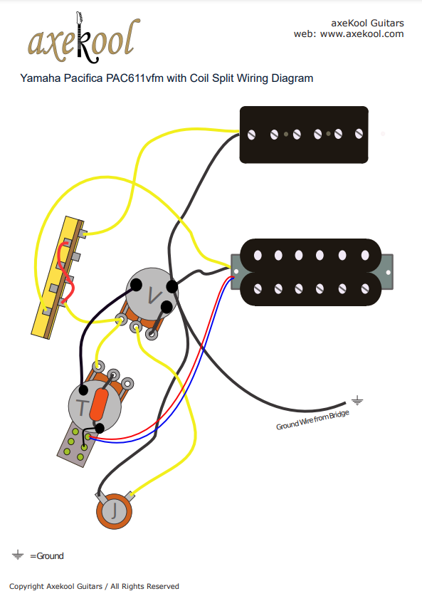 Yamaha Pacifica PAC611vfm with Coil Split Wiring Diagram & Fitting Instructions